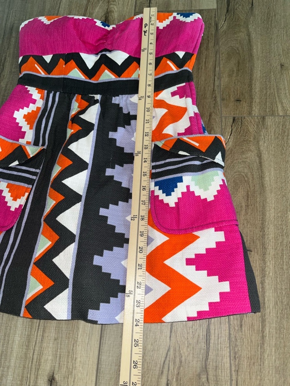Tibi Navajo Strapless Mini Dress Tribal Print Pink Multi 4 Aztec Y2K Festival - Picture 12 of 15